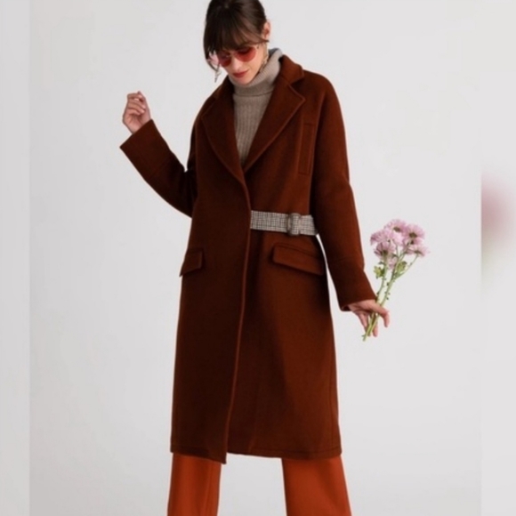 Nwt New Petite Studio Carmen Coat Jacket Medium Cinnamon - Picture 1 of 10